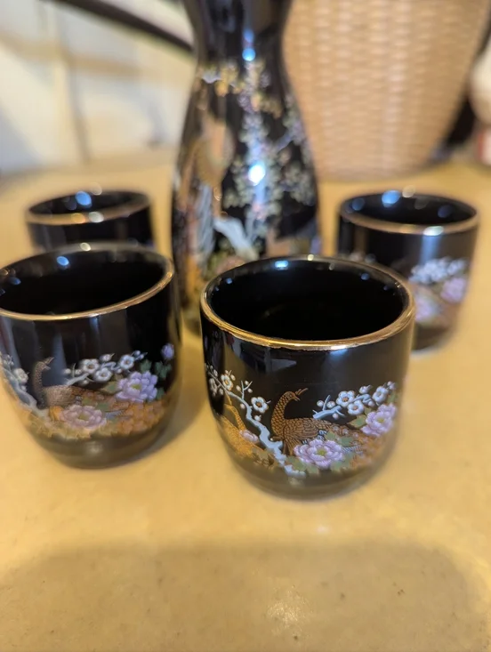 Japanese Peacock Sake Set - Picture 3 of 5